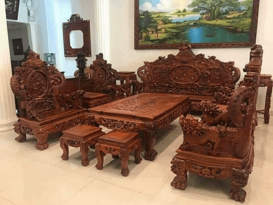mẫu bộ bàn ghế gỗ phòng khách