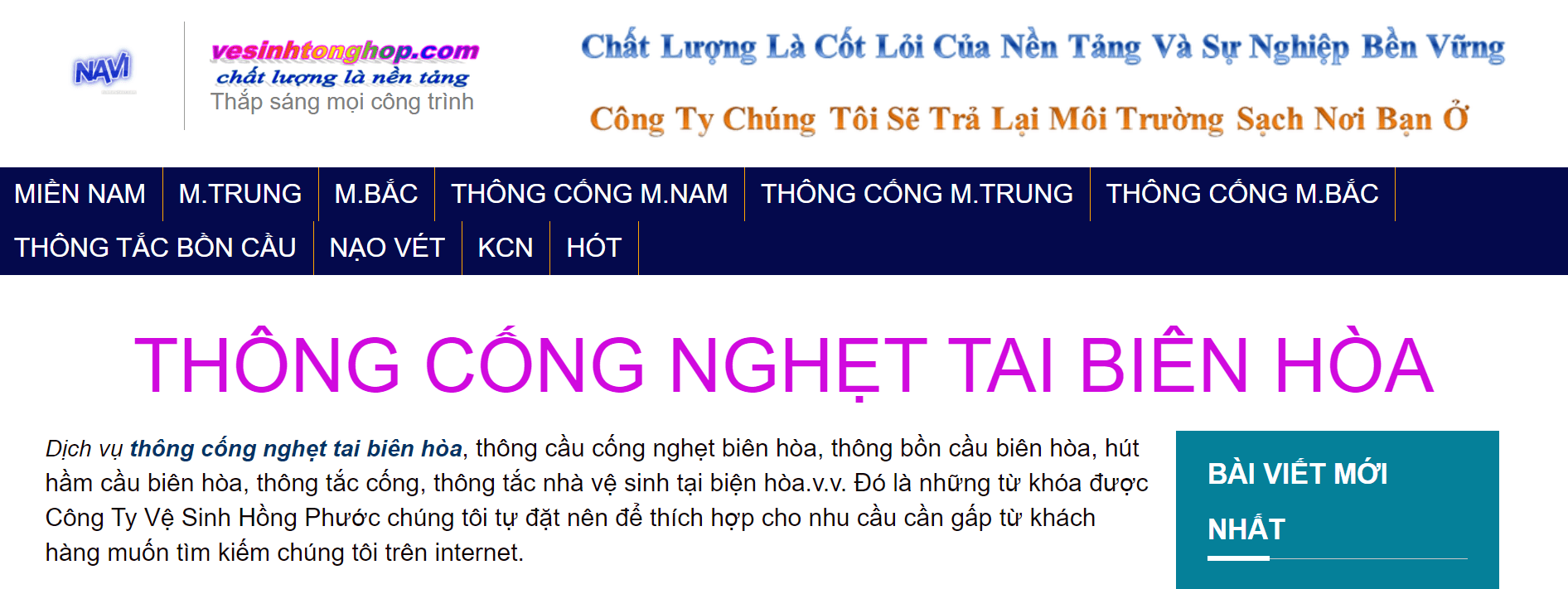 thông cống nghẹt Biên Hòa