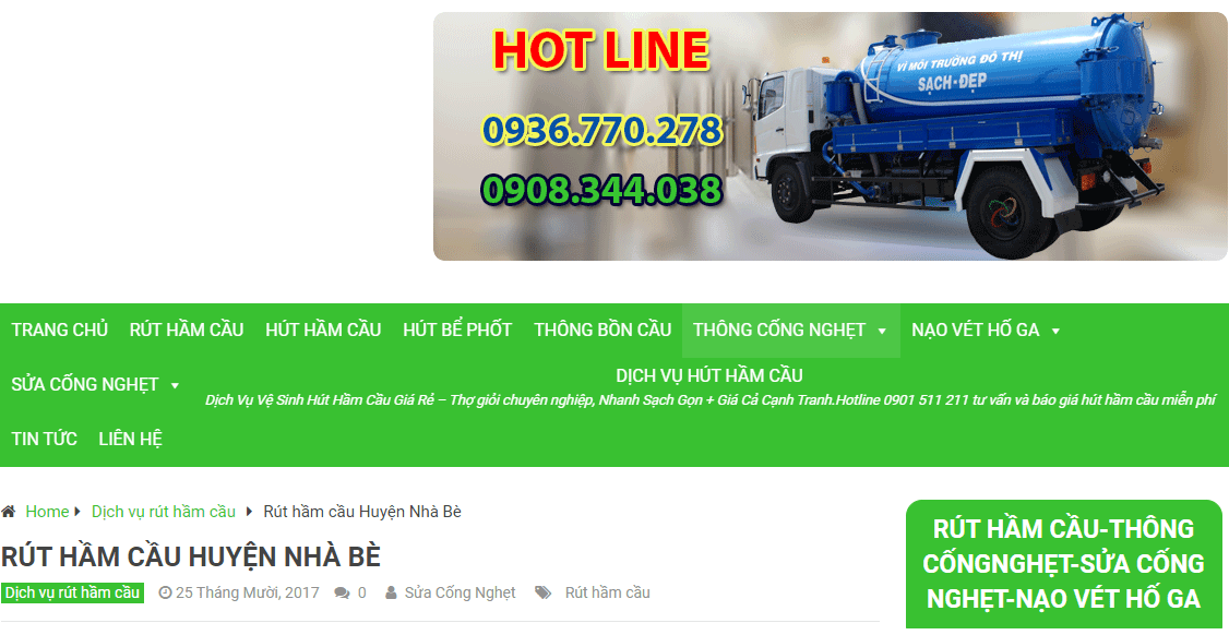 rút hầm cầu nhà bè hút hầm cầu sài gòn uy tín