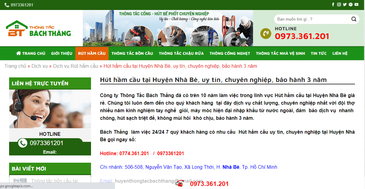 rút hầm cầu nhà bè hút hầm cầu sài gòn uy tín