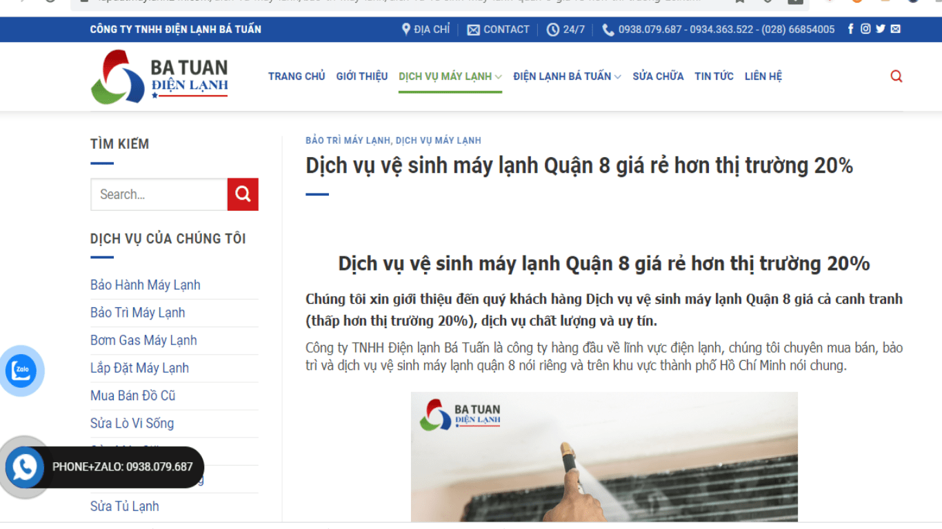 vệ sinh máy lạnh quận 8