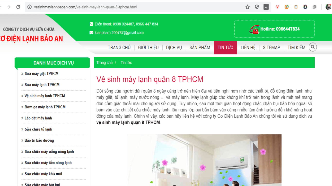 vệ sinh máy lạnh quận 8