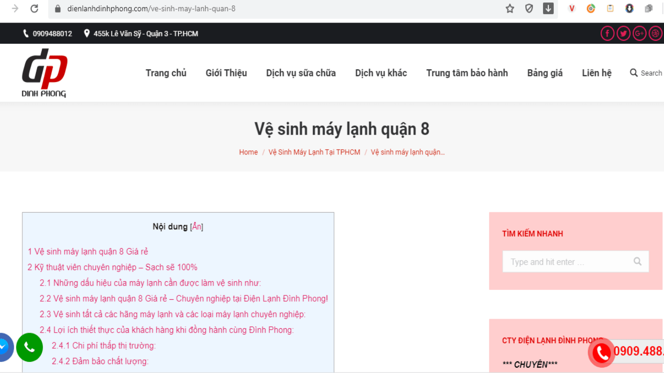 vệ sinh máy lạnh quận 8