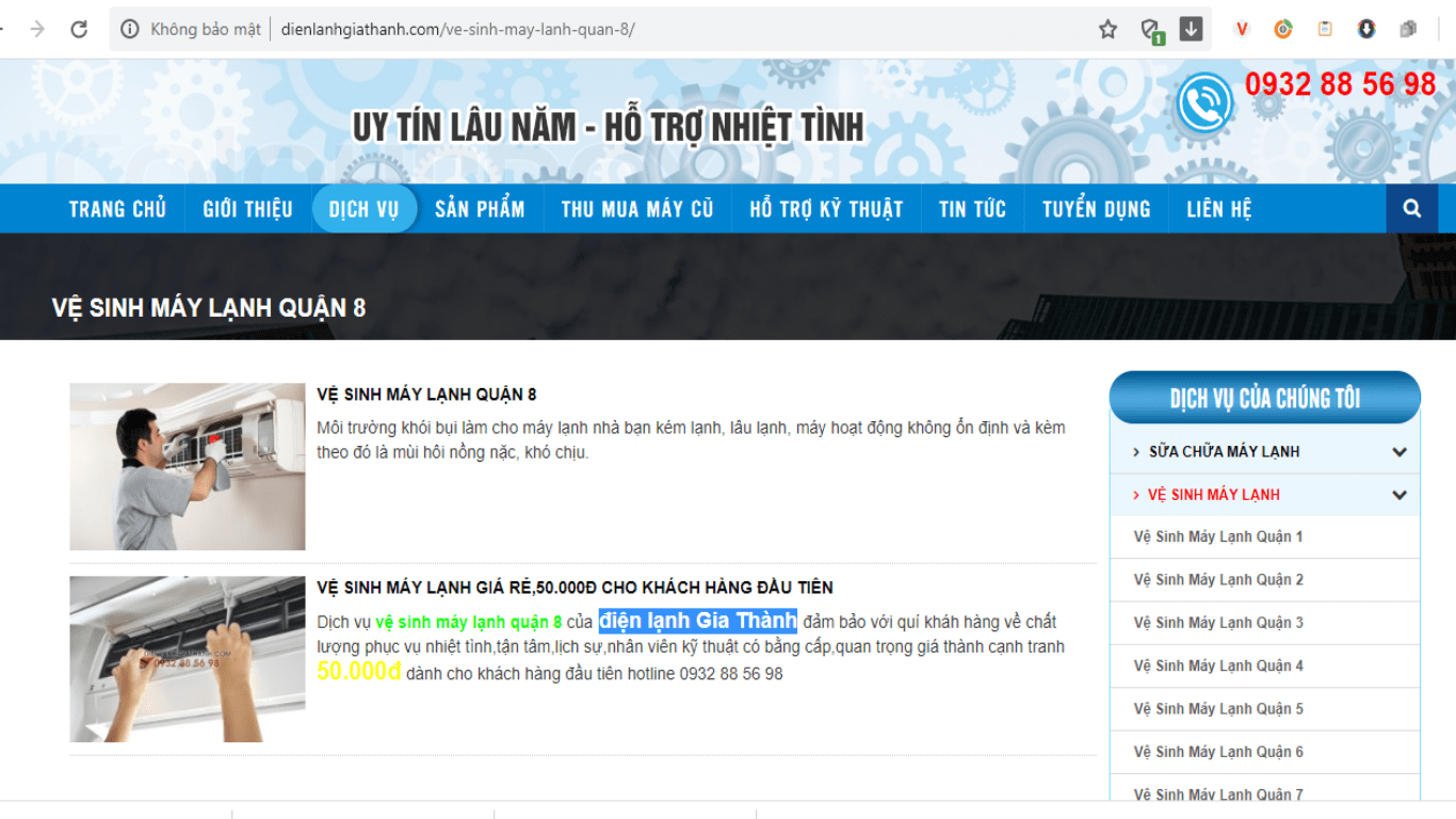 vệ sinh máy lạnh quận 8