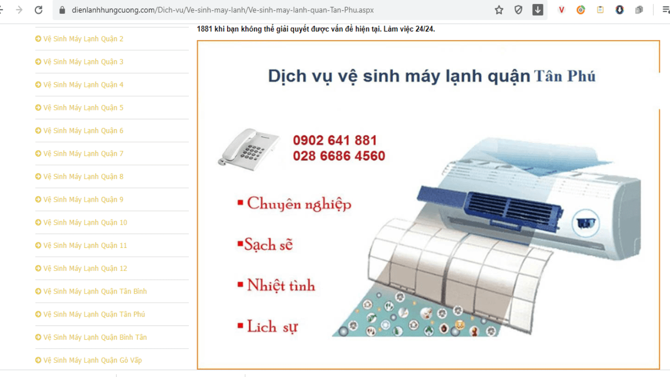 vệ sinh máy lạnh quận tân phú làm sạch máy lạnh