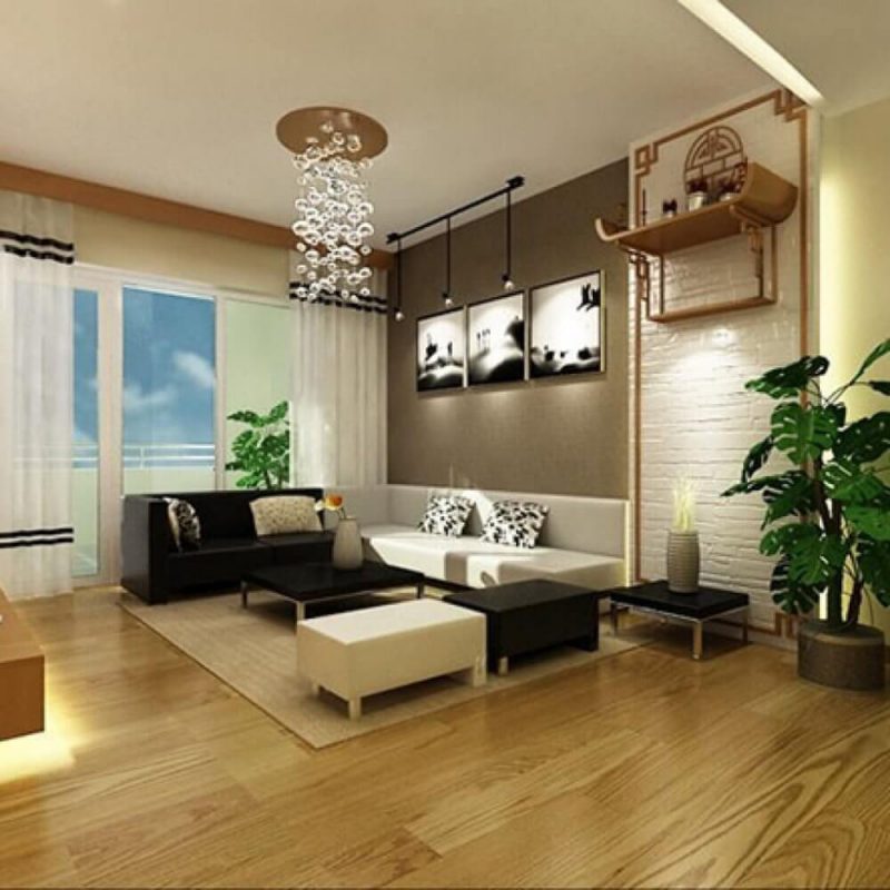 mẫu phòng khách có bàn thờ Bàn thờ dạng treo