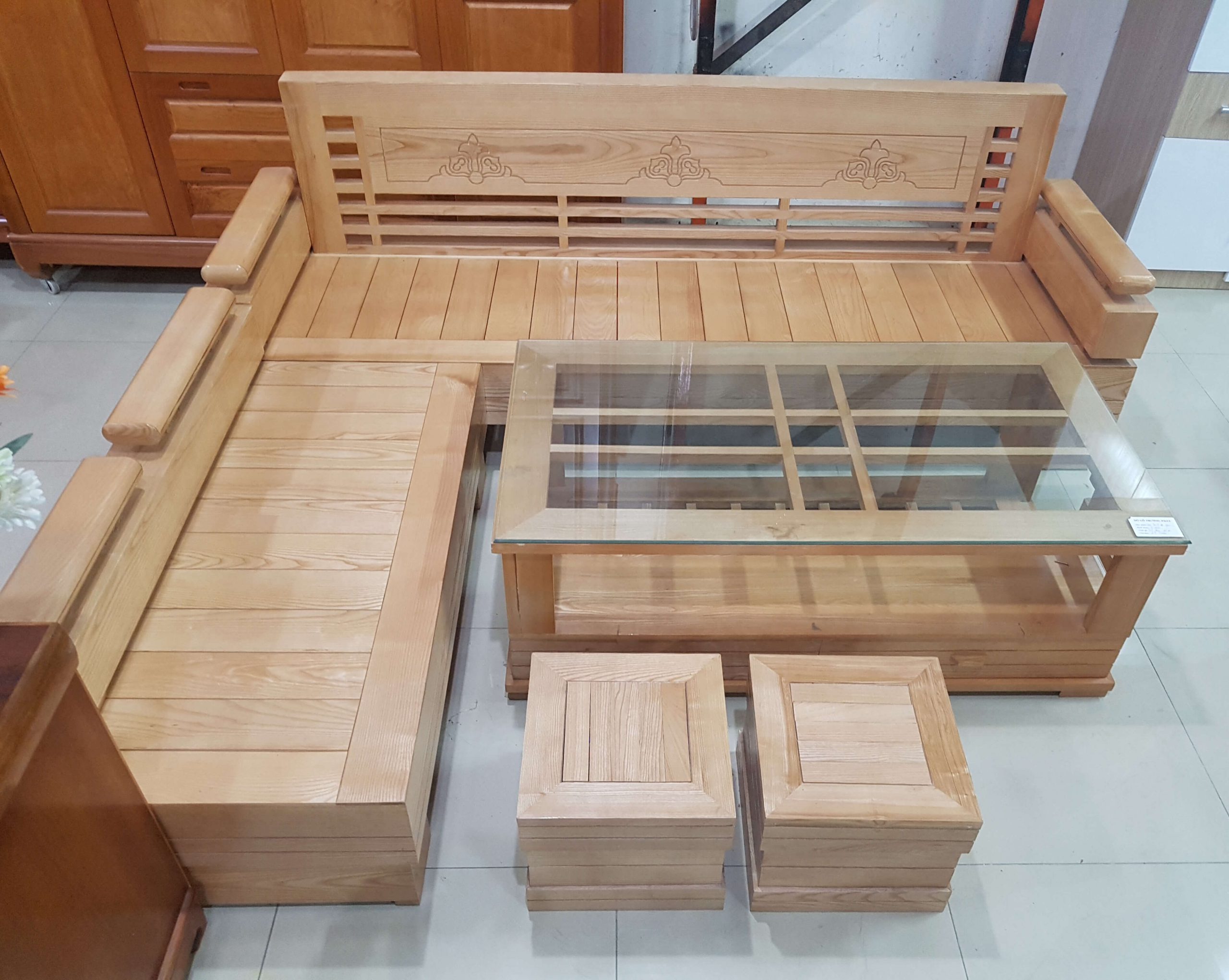 bàn ghế phòng khách 5 triệu Bộ ghế sofa góc nhỏ gỗ sồi Nga