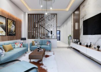 phòng khách đẹp nhà ống 4m