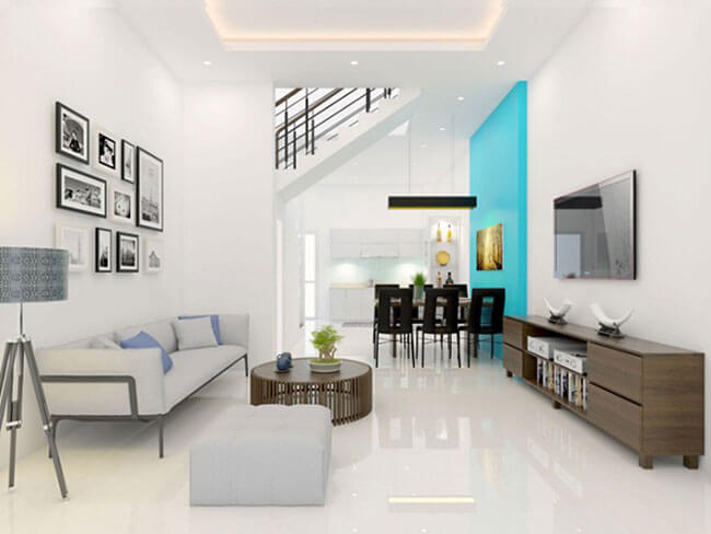 mẫu thiết kế phòng khách đẹp có cầu thang Cầu thang tưởng chừng biến mất