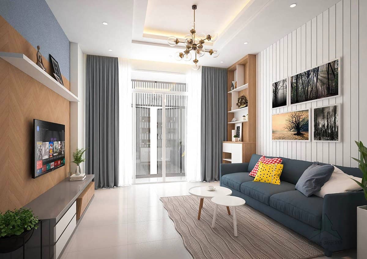 mẫu phòng khách nhà ống hiện đại