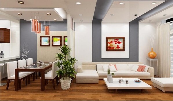 Trang trí phòng khách liền bếp Trang trí phòng khách liền bếp