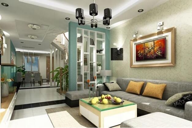 Trang trí phòng khách liền bếp Trang trí phòng khách liền bếp