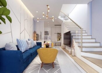 Trang trí phòng khách liền bếp