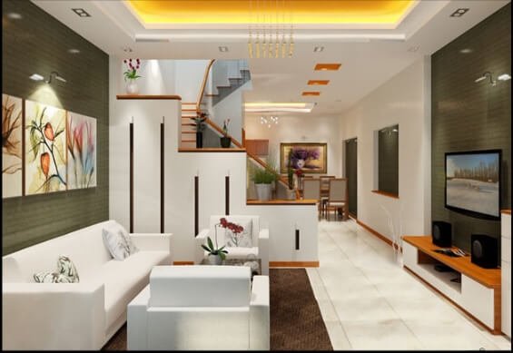 Mẫu thiết kế phòng khách nhà ống Mẫu phòng khách đơn giản nhưng sang trọng