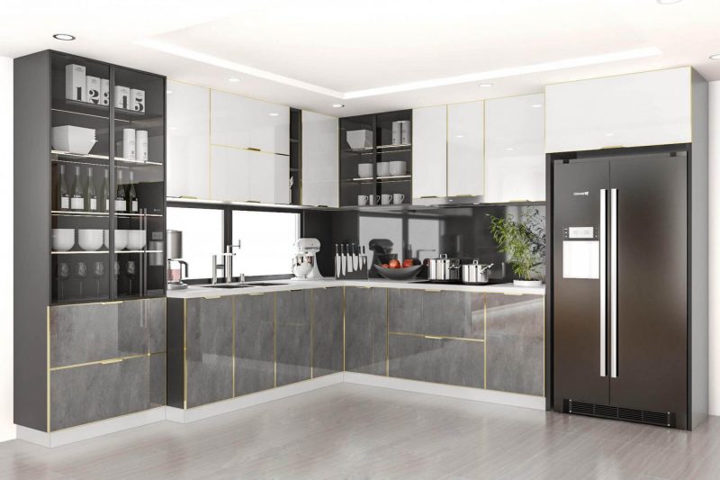 tủ bếp nhôm kính Ninh Bình Bếp Vũ Sơn