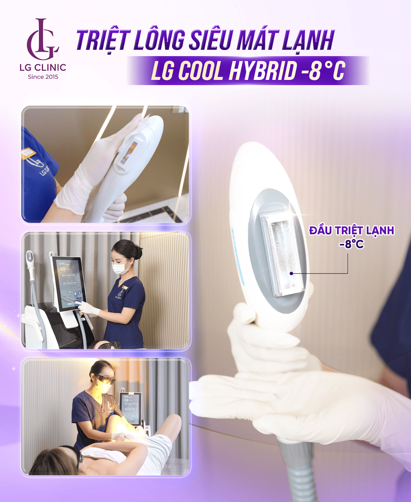 LG Cool Hybrid tích hợp đầu lạnh giúp hạn chế tối đa tình trạng nóng rát khi triệt lông bikini