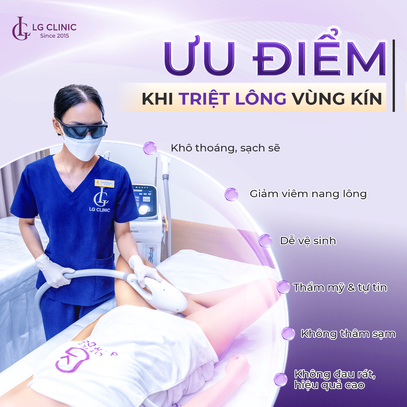 Triệt lông bikini tại LG Clinic mang lại nhiều lợi ích tích cực cho vùng nhạy cảm